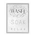 Stupell Industries Vintage Boutique Wash Soak Relax Bathroom Typography by Nina Pierce - Graphic Art on Canvas in Gray | Wayfair af-966_gff_24x30