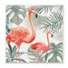 Stupell Industries 35_Tropical Flamingo Family Pink Birds Monstera Palm Leaves Stretched Canvas Wall Art By Carson Lyons, in Green | Wayfair