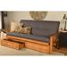 The Twillery Co.® Stratford Full Futon Frame Includes Storage Drawers w/ Mattress Wood/Solid Wood/Polyester in Brown | 37 H x 80 W x 31 D in | Wayfair
