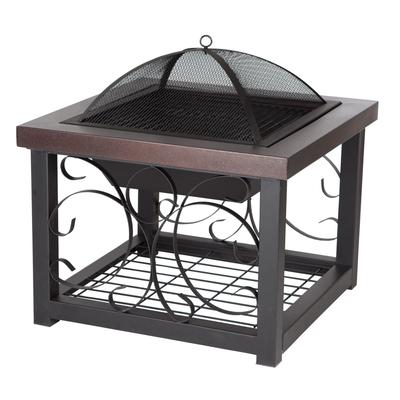 Hammer Tone Bronze Finish Cocktail Table Fire Pit ...