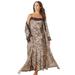 Plus Size Women's The Luxe Satin Long Peignoir Set by Amoureuse in Leopard (Size M) Pajamas