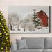 Rebrilliant Larenza Festive Barn - Wrapped Canvas Print Canvas, Solid Wood in Brown/Red/White | 8 H x 12 W x 1.5 D in | Wayfair