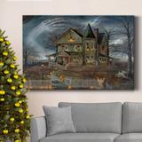 The Holiday Aisle® Haunted House Premium Gallery Wrapped Canvas - Ready To Hang Canvas, Solid Wood in Brown | 12 W x 1 D in | Wayfair