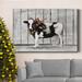 The Holiday Aisle® Barn Festivities IV Premium Gallery Wrapped Canvas - Ready To Hang Canvas, in Black/Blue/Green | 18 H x 12 W x 1 D in | Wayfair