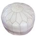 Dakota Fields Handmade Moroccan Leather Round Pouf Ottoman Large Aviles in White/Brown | 17 H x 22 W x 22 D in | Wayfair