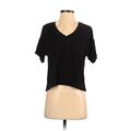 Ann Taylor LOFT Short Sleeve T-Shirt: Black Print Tops - Women's Size Small