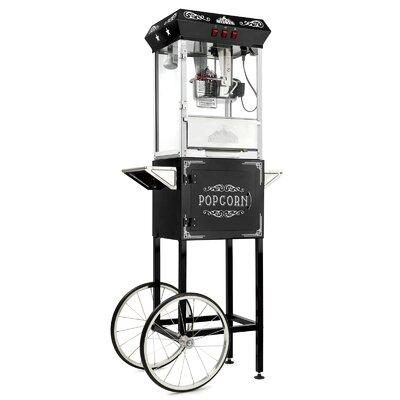Olde Midway Vintage Popcorn Machine & Cart in Black | 52.63 H x 19 W x 34.11 D in | Wayfair CON-POP-P850-BLK
