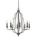 60 X 8 Watt Metal Chandelier with Tubular Frame, Textured Bronze - 33.75 H x 29.25 W x 29.25 L Inches