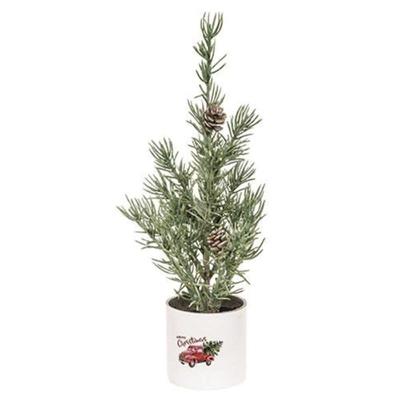 Mini Alpine Tree In "Merry Christmas" Truck Pot - Multi