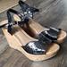 American Eagle Outfitters Shoes | American Eagle Laser Cut Patent Wedge Sandals | Color: Black/Tan | Size: 6.5