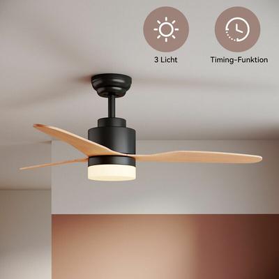 Sonni - Deckenventilator mit Beleuchtung und Fernbedienung 119cm Licht led 3 Flügel Schwarz Timer Image