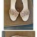 Gucci Shoes | Gucci White Satin Gold Chain Horsebit Heels Open Toe Slides Sandals Size 7.5 | Color: Tan | Size: 7.5