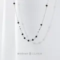 Modian-Collier en argent regardé 925 avec petite boule de cristal noir pour femme pendentif