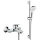 Set bain/douche Mitigeur Logis + Douchette 2 jets + Barre de douche 65cm + Flexible, Chrome