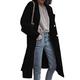 Women's long trench coat casual elegant jacket double-breasted trench coat with belt long lapel chic jacket autumn tunic windbreaker faux woolen overcoat warm windproof Black 5XL