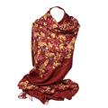 Cashmere Feel Fully Embroidered Handmade Winter Wool Mix Shawl, Pashmina Style, Large Warm Wrap for Women, Thick Scarf (Red)