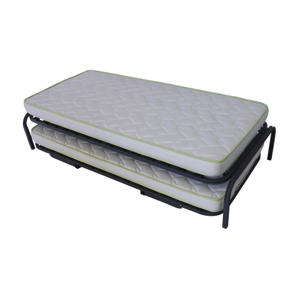 Pack lit gigogne avec 2 matelas metal gris 90x190 cm