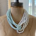 Anthropologie Jewelry | Anthropologie Beaded Two Tone Necklace | Color: Blue/White | Size: Os