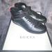 Gucci Shoes | Gucci, Black Leather G Sign, High Top Sneaker, Size 7 Men’s / 9.5 Women’s. | Color: Black/Red | Size: 7