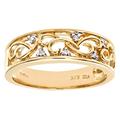 Jewelco London 9ct Yellow Gold Round 3pts Diamond Bass Clef Filigree Dress Ring