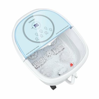 Costway Foot Spa Bath Massager with 3-Angle Shower and Motorized Rollers-Blue