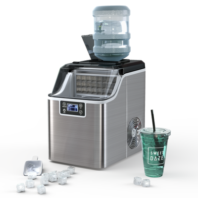 Costway Electric Countertop Ice Maker with Ice Scoop and Basket-Sliver