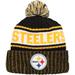 Youth New Era Black Pittsburgh Steelers Marl Cuffed Knit Hat with Pom