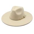 BUXIANGGAN Fedora Trilby Women'S Hat 9.5Cm Big Brim Felt Jazz Fedora Hats Formal Dress Wedding Hats For Women Sombreros De Mujer 56-58Cm Beige