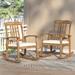 August Grove® Skien Outdoor Rocking Solid Wood Chair w/ Cushions in Brown/Gray/White | 37.75 H x 24.75 W x 33.25 D in | Wayfair