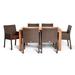 Lark Manor™ Aramanta Rectangular 6 - Person 60 Long Outdoor Dining Set w/ Cushions Wood/Teak in Brown/White | 31 H x 60 W x 43 D in | Wayfair