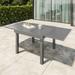 VredHom Outdoor Tempered Glass Top Aluminum Extendable Dining Table - 35.4 in W x 35.4-70.9 in L x 29.5 in H