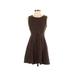 Bar III Casual Dress - A-Line Crew Neck Sleeveless: Tan Print Dresses - Women's Size Small