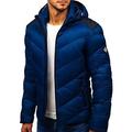 FDGH Mens Quilted Padded Hooded Puffer Jacket Winter Insulated Bubble Coat, Men's Down Jacket Winter Warm Coat Lightweight Insulated Pufer Water Resistant Padded Coat Packable (Navy, L)