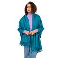 likemary Pashmina Shawl for Women - Travel Blanket Shawl - Blanket Scarf - Merino Wool Winter Scarf - Ethical Gifts for Women - Kasa Fringed - Peacock Blue