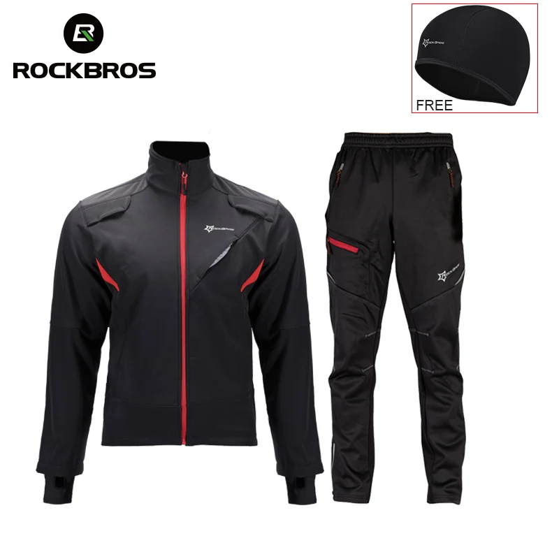 ROCKBROS-Ensemble de cyclisme d'hiver pour homme et femme, ensemble de vêtements thermiques, veste coupe-vent Sportive, sourire, sport en plein air, unisexe, FJM