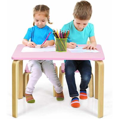 Costway - Set Mobili Tavolo e Sedie per Bambini, Set 3 Pezzi con Tavolo attività di Legno, Mobili