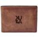 Men's Fossil Brown XULA Gold Leather Derrick Front Pocket Bi-Fold Wallet