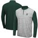 Men's Colosseum Heathered Gray/Green Colorado State Rams Prospect Quarter-Zip Jacket