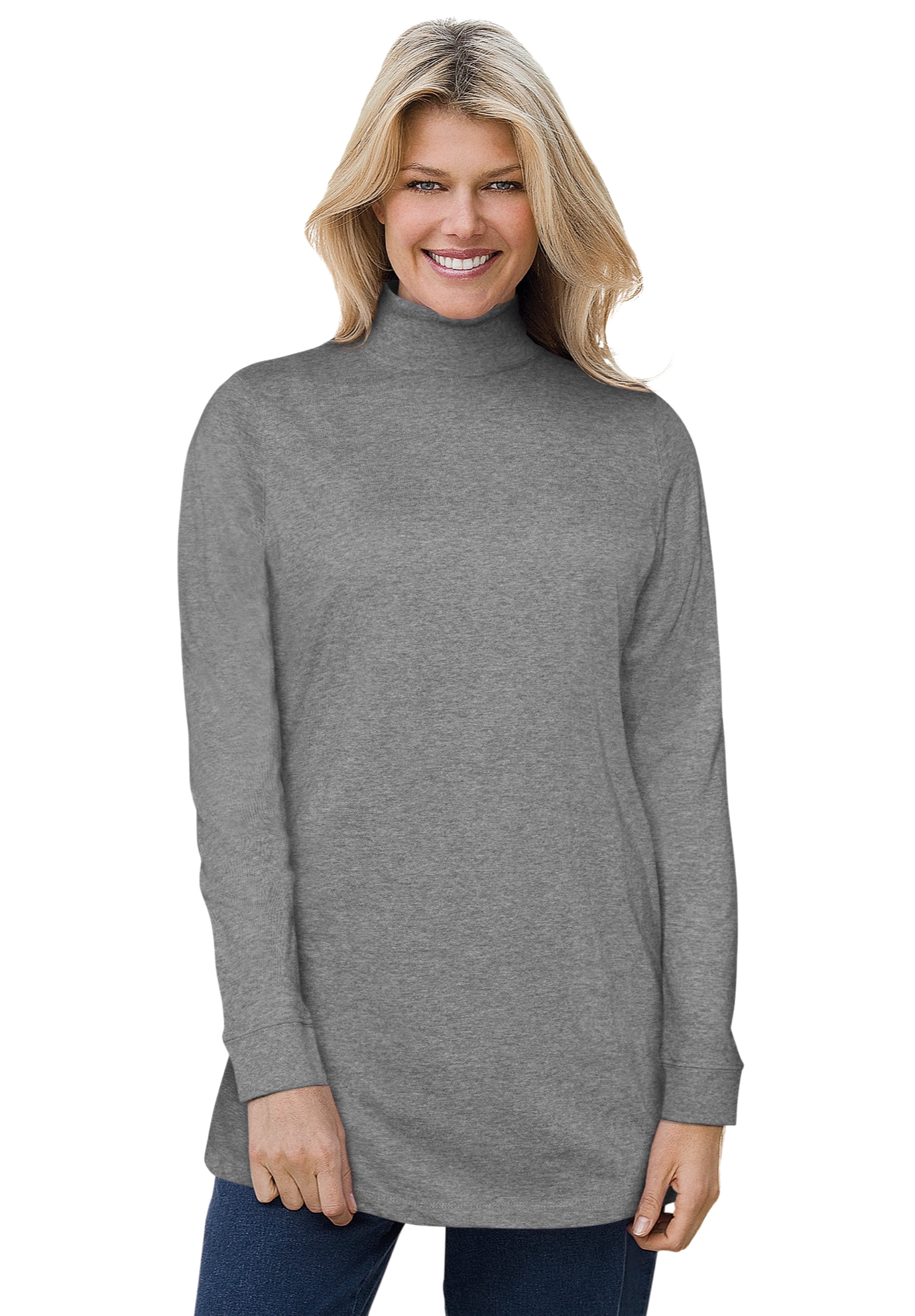 Plus Size Women's Perfect Mockneck Tunic by Woman Within in Medium Heather Grey (Size M)