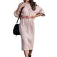 ANCAPELION Women's Backless Jumper Dress Long Sleeve Knitted Dresses Midi Long Knitted Dress, pink, S