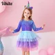 VIKITA Tutu robe pour filles à manches longues bébé filles dessin animé princesse fête robes enfants