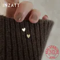 INZATT-Boucles d'oreilles en forme de cœur en argent regardé 925 véritable pour femme or 14 carats