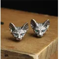 Boucles d'oreilles chat Sphink plaqué argent vintage pour hommes et femmes boucles d'oreilles chat