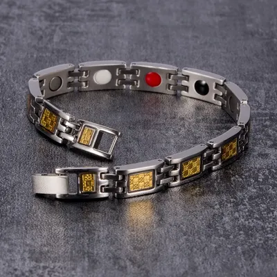 Bracelet magnétique en acier inoxydable pour femmes et hommes lien de chaîne feuille d'or