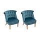 Lot de 2 Fauteuils en Velours Crapaud 72cm Bleu