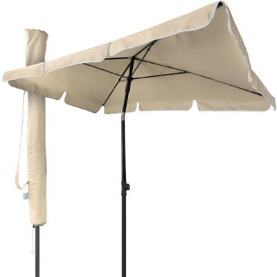 Sonnenschirm für Balkon, 200 × 125 cm, Knickbarer Balkonschirm Rechteckig, Beige - Vounot Image