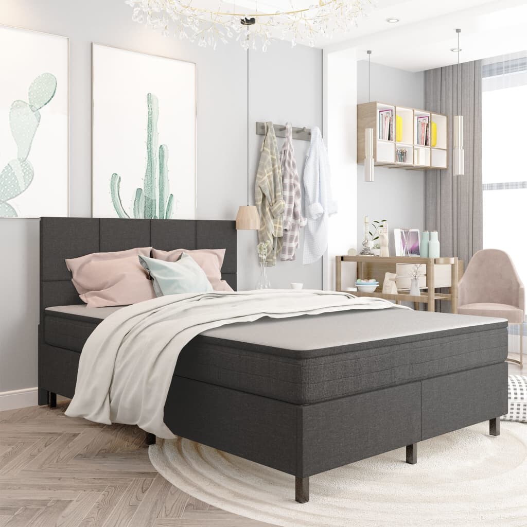 vidaXL Boxspringbett Dunkelgrau Stoff 180x200 cm Image