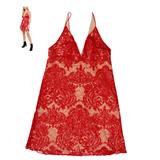 Free People Dresses | Free People Night Shimmers Lace Sequined Sleeveless V-Neck Mini Length Dress Nwt | Color: Red | Size: Various