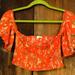 American Eagle Outfitters Tops | American Eagle Off The Shoulder Crop Top Size Small | Color: Orange/Red | Size: S