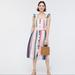 J. Crew Dresses | J. Crew Button Front Midi Dress Mixed Multicolor Stripe Linen Ak255 Nwt 00 | Color: White | Size: 00